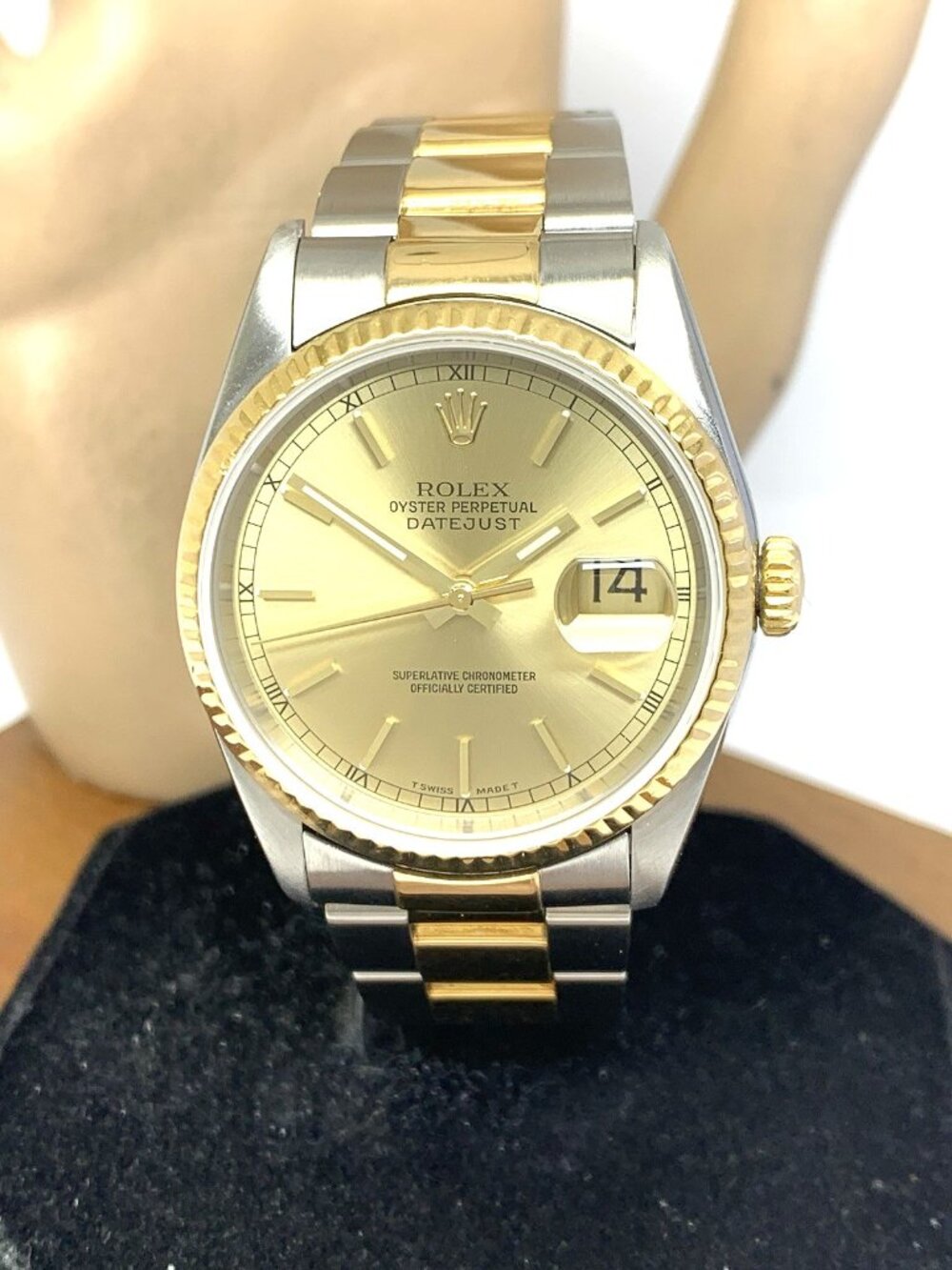 Rolex Datejust Watch 16233 Swiss Automatic 18k Yellow Gold & Steel Vintage 1996
